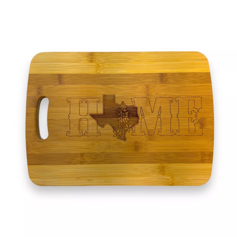 HipFlaskPlus Texas Home with Bluebonnets - Cutting Board 14''x9.5''x.5'