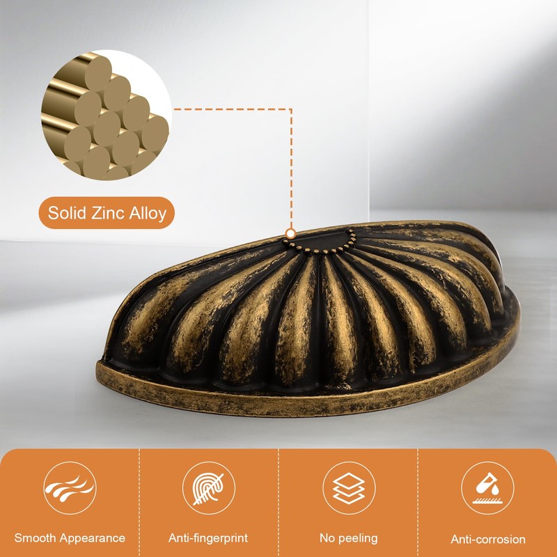 Probrico 10 Pack Antique Brass Cabinet Cup Pulls 3 Inch(76mm)