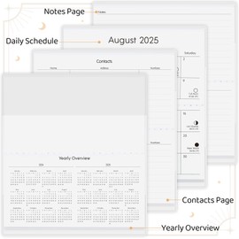 KONVINIT Pocket Calendar 2025-2026, Moon Phase Monthly Planner 3.5”×6.5” - Runs From Jan.2025 Until Dec.2026, Daily Lunar Calendar 2025 with PVC Cover for Planning & Moon Tracking