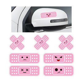 FSTURIOS Car Bandage Decals, Funny Cute Strip & Cross Band-Aid Decal Auto Bumper Sticker, Waterproof Cartoon Bandage Sticker UV-Resistant Dent Cover Decor for Vehicle Laptop Helmet (Pink)
