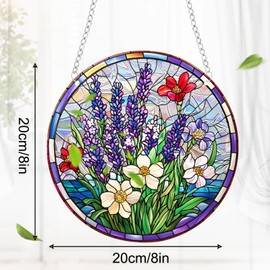 KASESSS Lavender Sun Catcher, Sun Catchers for Windows, 20 x 20cm Suncatcher, Hanging Acrylic Suncatchers for Windows for Garden Art Crafts for Bedroom Car Home Office Party Wedding Decoration