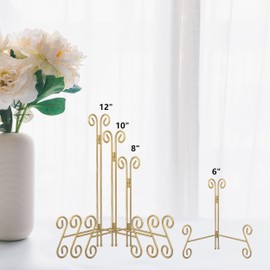 UoYeet Plate Stand, Pack of 2, 12 Inch Plate Holders for Exhibition, Black & Gold Metal Picture Stand, Picture Frame Stand for Home, Office, Exhibition and Reception