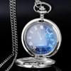 Tiong Pocket Watch Hollow Blue Star Design Roman Numerals Quartz