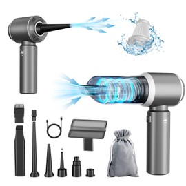 Mini Car Vacuum Cordless, 4-in-1 20000PA High Power Portable Rechargeable Vacuum Cleaner with Brushless Motor, Small Handheld Vacuum & Air Duster & Air Blower & Pump for Car, Home, Office-Grey