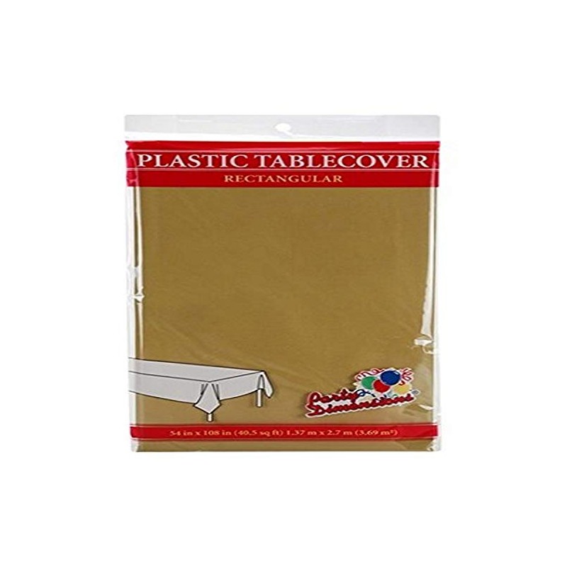 Party Dimensions Plastic Tablecover, 54 by 108", Gold