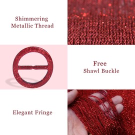 vimate Shawls and Wraps for Women, Burgundy Sparkling Metallic Evening Scarfs Shawls and Wraps for Party Dresses (Burgundy)