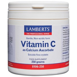 Lamberts Vitamin C Powder – Gentle Non-Acidic Calcium Ascorbate – 250g Fine Crystals – High Strength & Easily Soluble