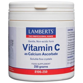 Lamberts Vitamin C Powder – Gentle Non-Acidic Calcium Ascorbate – 250g Fine Crystals – High Strength & Easily Soluble