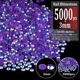 5000pcs 3mm Resin Rhinestones Bulk, Dark Purple AB Flatback Round Jelly Rhinestones Bedazzling Non Hotfix Crystal Gems Large Quantity Wholesale for DIY Crafts Clothes Tumblers Face Makeup Manicure