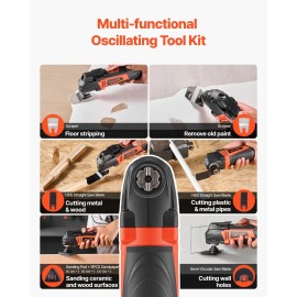 3Amps Corded Oscillating Multi Tool with 6 Variable Speeds 15000-22000 OPM 3.2 Degrees OscillationRated Current: 3A