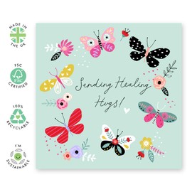 Central 23 Sending Healing Hugs Cards And Envelope - Get Well 26 - Speedy Recovery Him Her - Encouragement Cards For Men Women - Floral Greeting Card - For Girl Friends - Comes With Stickers