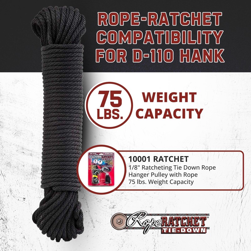 Rope Ratchet 1/8" 50 ft Braided Polyester Utility Cord, Weather