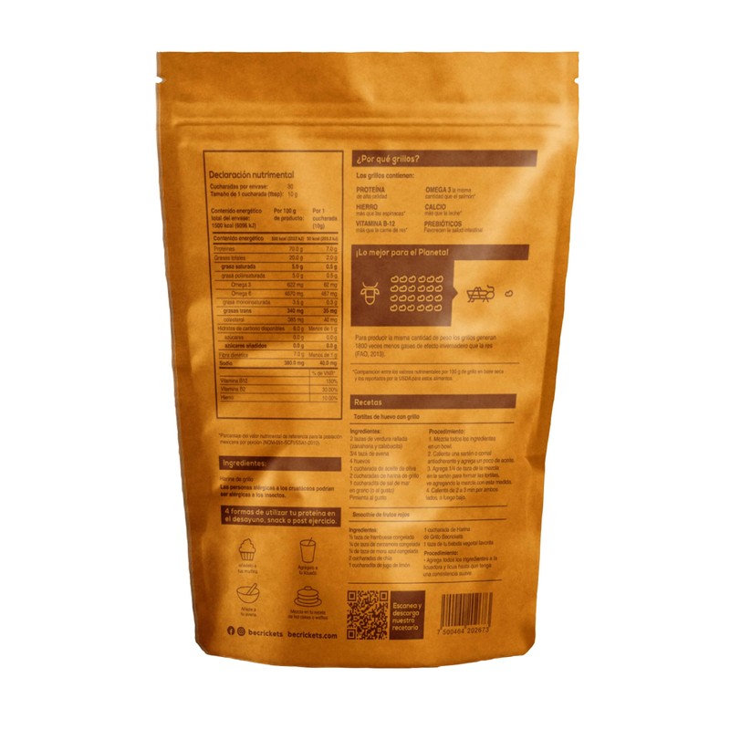 BeCrickets Harina de Grillo | 300 g | 30 cucharadas