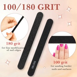 Lasnten 200 limas de uñas de grano profesionales de doble cara, reutilizables, de grano alto, herramienta de manicura y pedicura, limas de uñas de mad