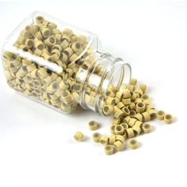 4000 Pcs Silicone Lined Micro Rings Links Beads 5mm Lined Beads for Hair Extensions Tool (Blonde)