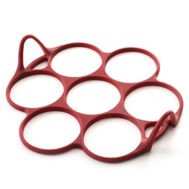 Norpro 957R Silicone Silver Dollar Pancake/Egg Ring, 7 Count,Red