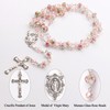HELLOWIN 8mm Pink Murano Rose Beads Catholic Virgin Mary Rosary