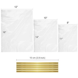 Zcintert Clear Cello Cellophane Treat Bags, 100 Pcs - 7.9" x 11" (2mils), Plastic Gift Bags for Candy, Party Favor, Cookies, Candies Packaging, with 4” Twist Ties