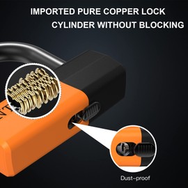 INTEKIN Motorcycle Chain Locks 4FT Motorcycle Lock 12mm Thick Bike Chain Lock Heavy Duty Chain Lock with 16mm/0.64inch Disc Lock for Motorcycles, Scooters, Gates and More, Orange