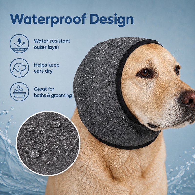 Waterproof Dog Ear Muffs for Grooming & Swimming – Noise-Reducing
