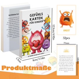 Children's Emotion Cards 32 Emotion Monster Set - Educationally Tested for Self-Regulation & Nursery / Primary School Social Emotional Development Including Explanatory Texts + Robust School Gift