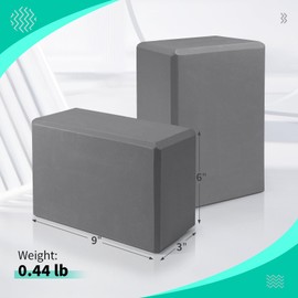 Yoga Blocks 2 Pack, Premium EVA Foam Blocks, Non Slip High Density Foam Yoga Blocks for Pilates Meditation, Stretching and Toning (Gray)