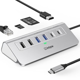 intpw P9R Hub USB C Ethernet, estación de acoplamiento USB-C 10 en 1, adaptador USB a Ethernet de aluminio con HDMI 4K, PD 100W, RJ45 de 1 Gbps, tipo 
