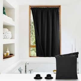 NICETOWN Portable No Drill Curtain 100% Blackout Window Cover with Suction Cups 78 inch Long for Doorway - Guard Blind for Travel, Rod Pocket Shade for Bedroom Privacy Protection, 1 Panel, W52 x L78