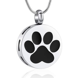 memorial jewelry Pet Cremation Jewelry Paw Prints Urn Necklace Ash Holder Keepsake Memorial Pendant for Cat/Dog, Crystal