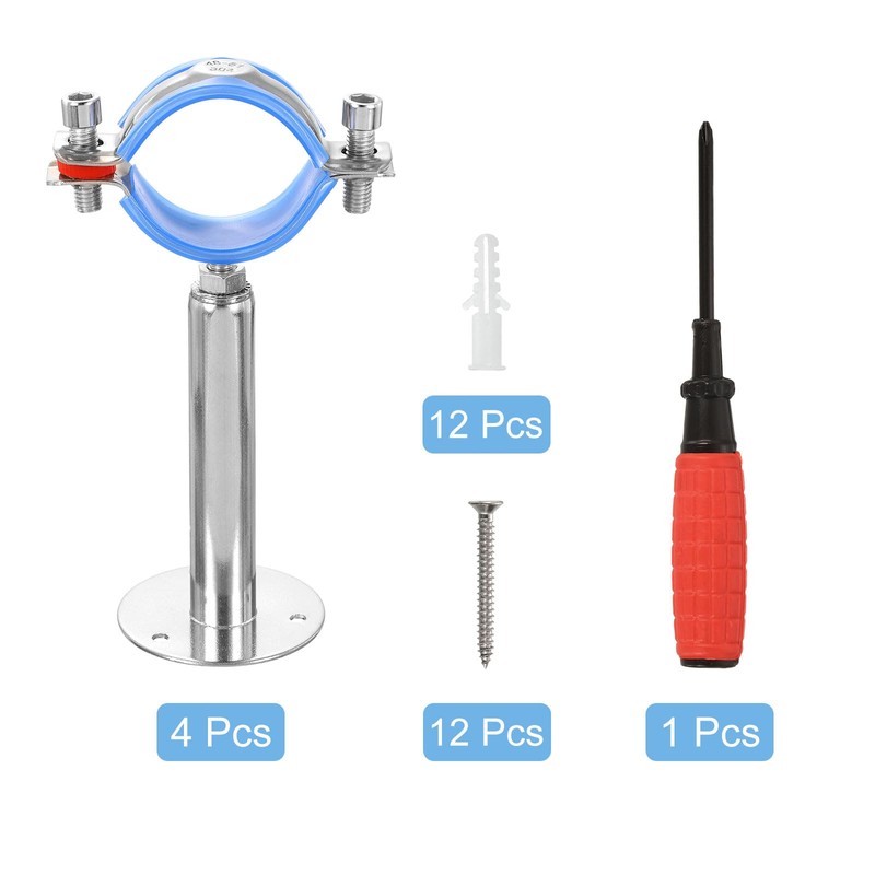 sourcing map 2Pcs Pipe Support, Stainless Steel Wall Mount Ceiling