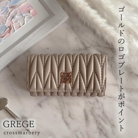 Cross Marberry R87 Quilted Key Case, 4 Rings, Card Storage, High Visibility, Beautiful, Adult, Dull Color,, beige, (greige)