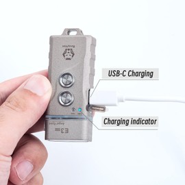 RovyVon E3 Plus Marble Keychain Flashlight - 700 Lumen Dual Power Rechargeable with Lockout Mode, Waterproof for Everyday Carry, Camping, Hiking, Emergency