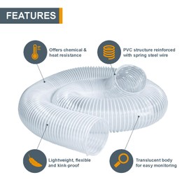 POWERTEC 4" x 10' Dust Collection Hose with 2pcs Key Hose Clamps and Adapter for Table Saw, Band Saw, Planer, Jointer, Woodworking and Wood Shop Dust Collection System (70414)