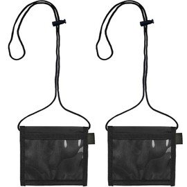 ZAHD Pack of 2 Wallet, Neck Pouch, Travel Purse, Shoulder Bag, Purse for Hanging, Wallet with Viewing Window, Soft Neck Pouch for Travel, Unisex, for Cashier, Bus Card, Student ID, black, Modern