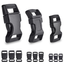 CooBigo 60 Pack Paracord Bracelets Buckles, 5/8, 1/2 and 3/8 Inch Contoured Paracord Buckles, Plastic Side Release Clasp for Parachute 550 Cord Bracelets Clasps Clip Dog Collar Accessories (20 Each)