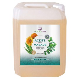Naturalness - Aceite Descontracturante y Relajante para Masaje Descanso Profundo 20 Litros – Aceite Corporal con Almendra, Árnica, Caléndula y Aloe Vera, con Vitamina E y Aceite Esencial de Eucalipto