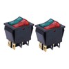 TWRQA 2Pcs AC 250V/16A,125V/20A Red and Green Button with Light ON/Off DPDT 6 Pin 2 Position Switch