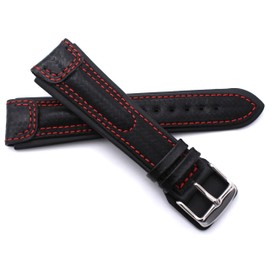 Sulla RIOS1931 Monza Cowhide Leather Watch Strap Carbon Look 20 mm 22 mm 24 mm, 20 mm, Leather, No Gemstone