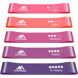 Flintronic Resistance Bands Set of 5, Resistance Bands with 5 Different Resistance Levels, Fitness Exercise Loop Bands for Yoga, Pilates, Muscle Building, Gym