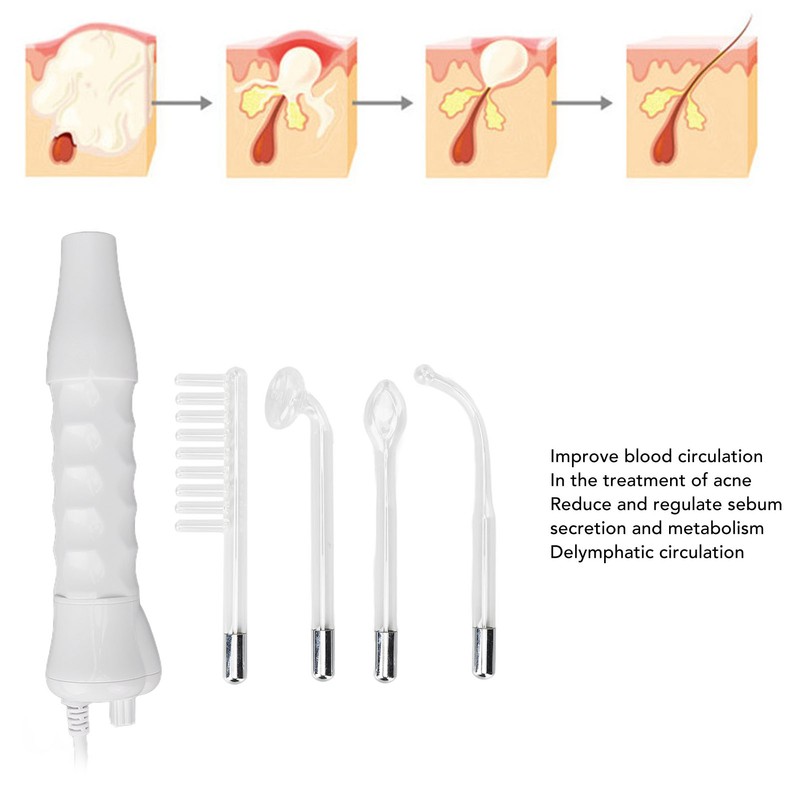 4pcs Skin Therapy Wand High Frequency Mite Removal Acne Treatment