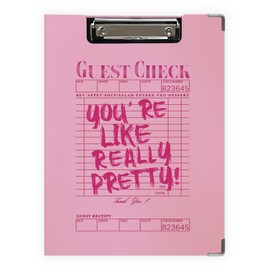 Poecinvi Trendy Preppy Pink Aesthetic Clipboard Folio with Storage for Office Classroom, Girly You're Like Really Pretty Padfolio with Metal Clip for Nurses Teachers Students Women, 12.4x9.25 in