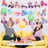3Pcs Roller Skate Happy Birthday Banner Roller Skate Party Decorations