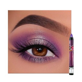 Deep Purple Shimmering Eyeshadow Stick, Dark Purple Cream Eye Shadow Pen, Metallic Glitter Eyeshadows Pencil Crayon, Smooth Waterproof Pigmented Eyeliner Eye Makeup