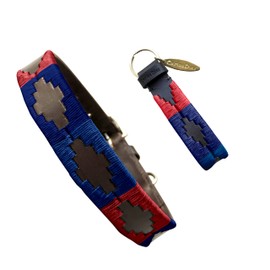 Carlos Diaz Genuine Leather Waxed Embroidered Polo Dog Collar M