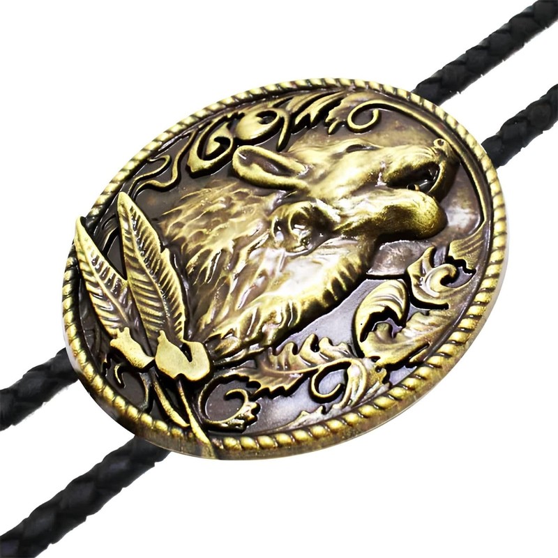 Bowties.jp prt0169 Western Native American Style Wolf Loop Tie Necklace,