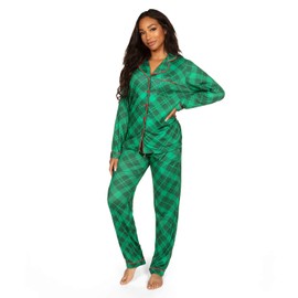 Tipsy Elves Women's Green Plaid Pajama Set Size Large