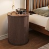 LINSY Round Fluted Nightstand, Mid Century Modern Tall Side Table
