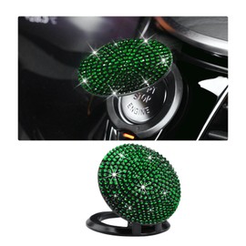 Dickno Bling Car Push to Start Button Cover, Anti Scratch Ignition Button Protective Cap, Crystal Rhinestone Engine Button Sticker, Universal Auto Interior Decor Accessories (Green)