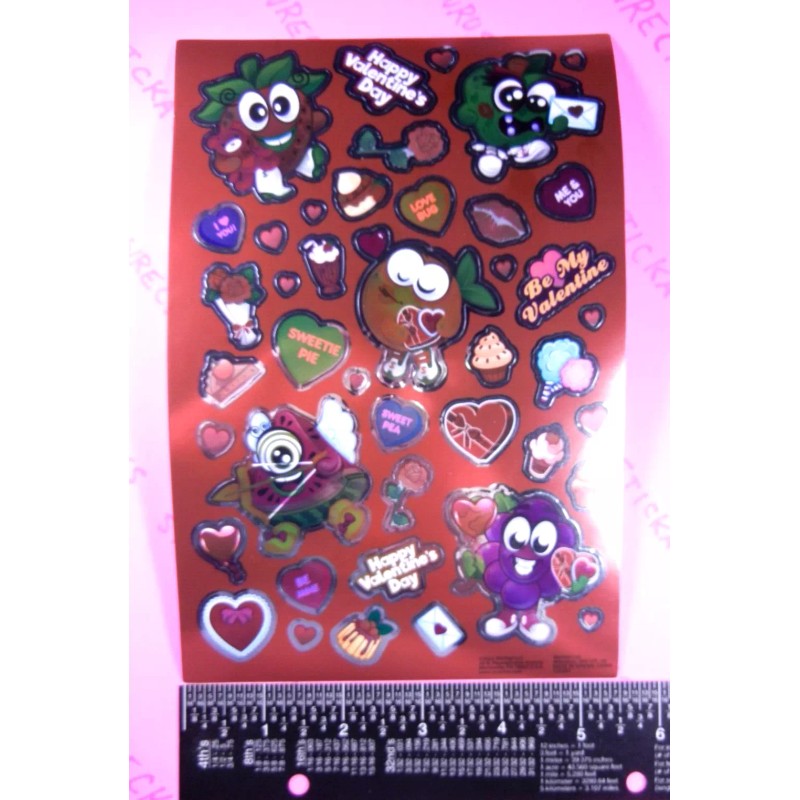 Scentos Valentine's Day Conversation Hearts & Fruit Scented Metallic Stickers