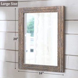AAZZKANG Mirror with Wood Framed Rectangle Rustic Wall Mirror Decor for Bedroom Bathroom Living Room Entryway 20"x16"